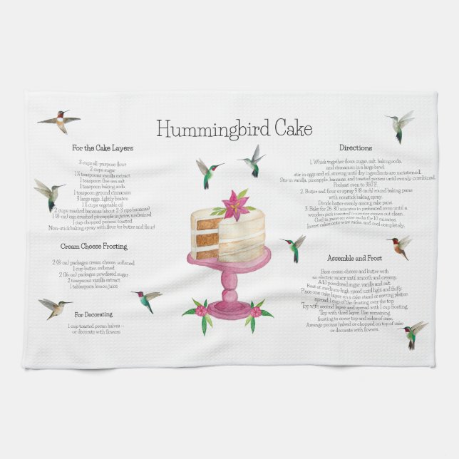 Hummingbird Cake Recipe Kitchen Towel Kökshandduk (Horisontell)