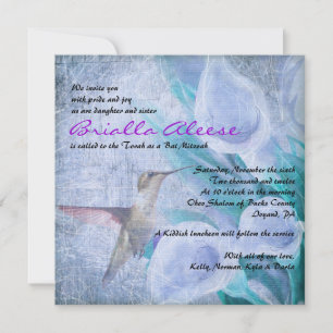 HUMMINGBIRD & CALLA LILY Bat mitzvah bjudan Inbjudningar