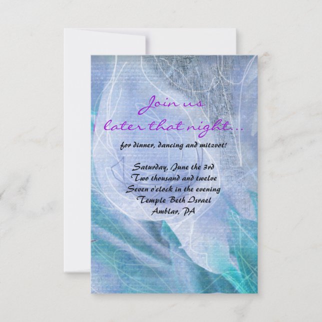 HUMMINGBIRD & CALLA LILY Bat mitzvah Party-kort Inbjudningar (Framsida)