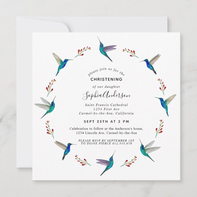 Hummingbird Christening Meddelande (Framsida)