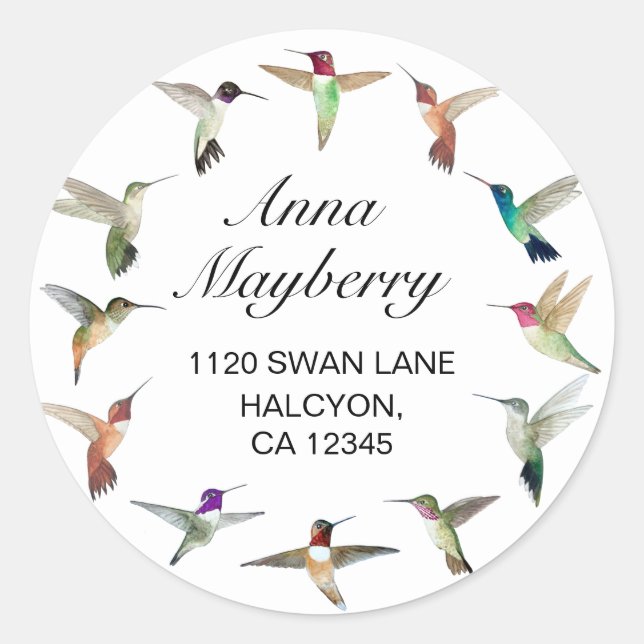 Hummingbird Classic Round Sticker Runt Klistermärke (Framsida)