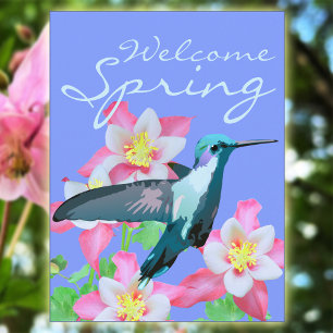 Hummingbird Columbine Välkommen Vår Periwinkle Vykort