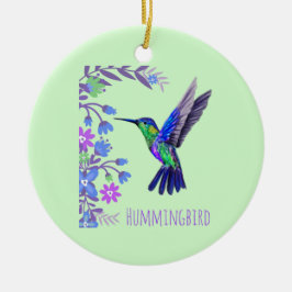 Hummingbird Design Botaniana Flowers Bird Älskare Julgransprydnad Keramik