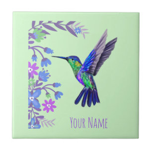 Hummingbird Design Botaniana Flowers Bird Älskare Kakelplatta