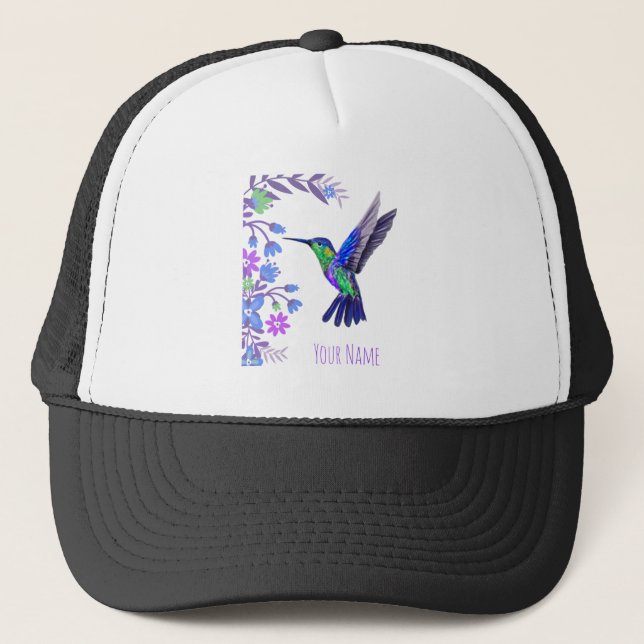 Hummingbird Design Botaniana Flowers Bird Älskare Keps (Framsida)