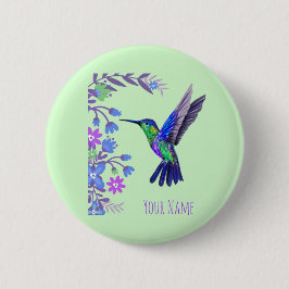 Hummingbird Design Botaniana Flowers Bird Älskare Knapp