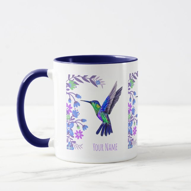 Hummingbird Design Botaniana Flowers Bird Älskare Mugg (Vänster)
