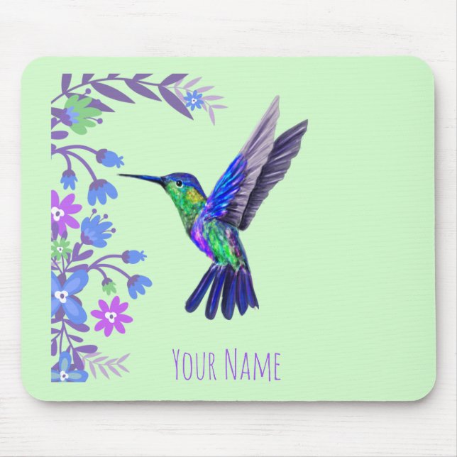 Hummingbird Design Botaniana Flowers Bird Älskare Musmatta (Framsidan)