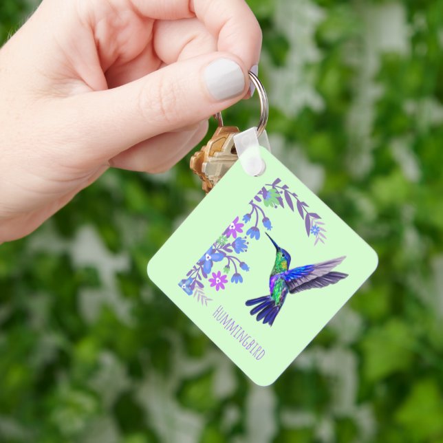 Hummingbird Design Botaniana Flowers Bird Älskare Nyckelring (Hand)