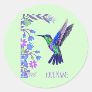 Hummingbird Design Botaniana Flowers Bird Älskare Runt Klistermärke