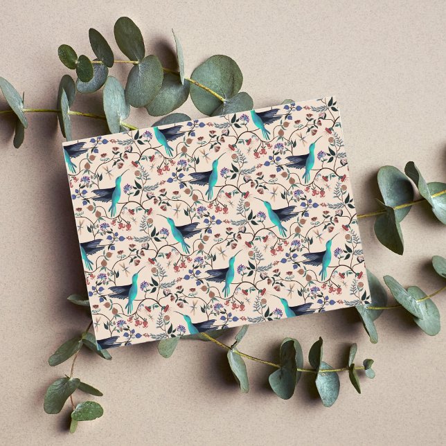 Hummingbird & Dragonfly William Morris Stil Vykort (Skapare uppladdad)