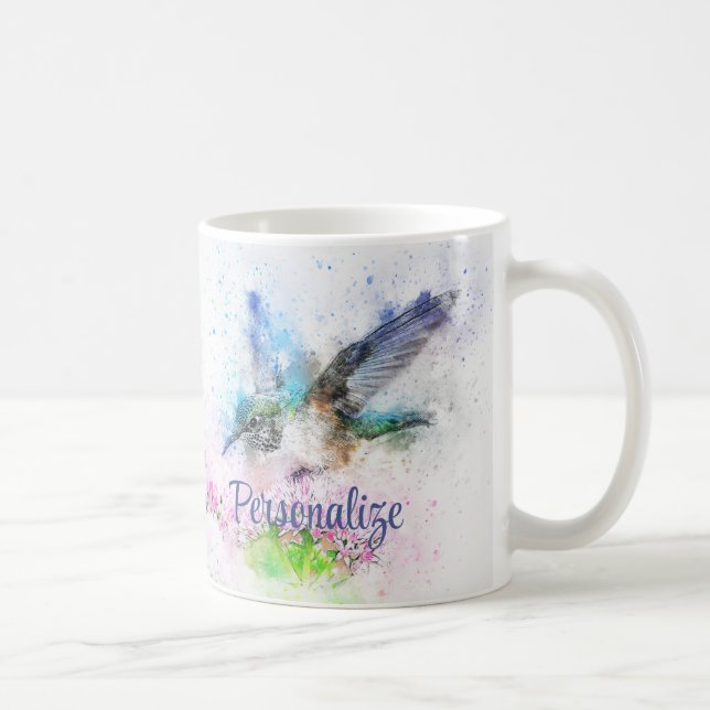 Hummingbird Elegant Blue Lila Personlig Kaffemugg (Höger)