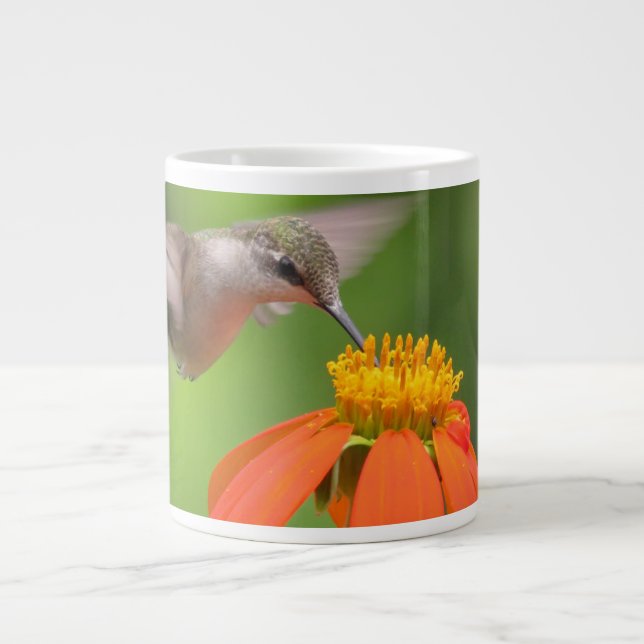 Hummingbird Fågelfåglar, mexikansk solrosblomma, B Jumbo Mugg (Framsidan)