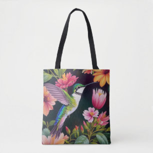 Hummingbird-färgstark Blommigt Tygkasse