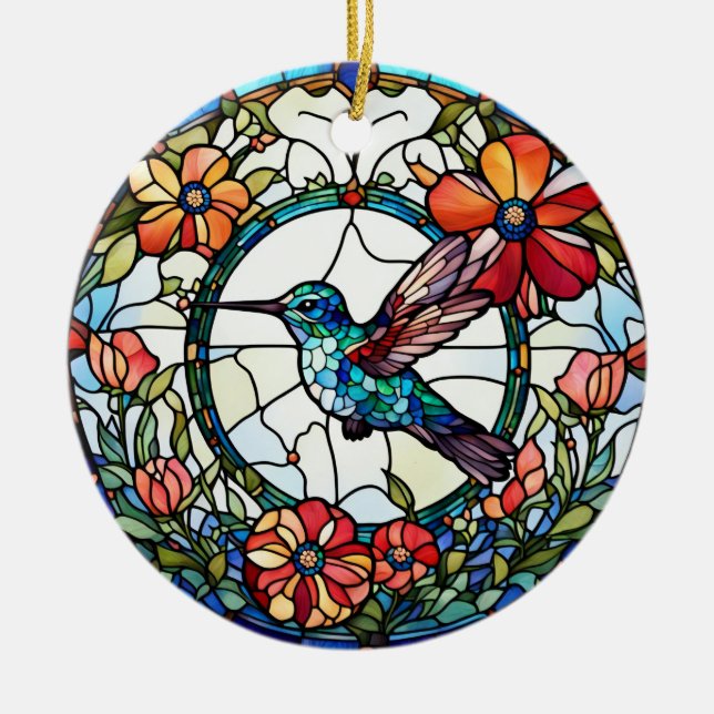 Hummingbird Faux - glasfågel Julgransprydnad Keramik (Framsidan)