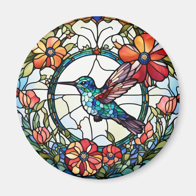 Hummingbird Faux - glasfågel Magnet (Framsidan)
