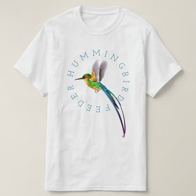 Hummingbird Feeder Blue Långstjärtad Hummingbird T Shirt (Design framsida)
