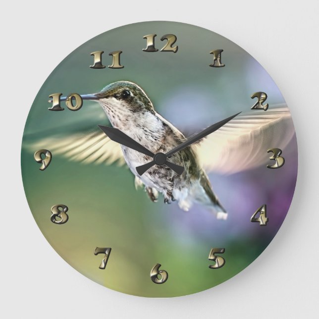 Hummingbird Flies Stor Klocka (Framsida)