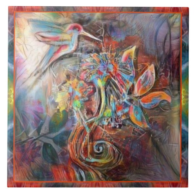 Hummingbird Flight Soft Pastels Art Kakelplatta (Framsidan)