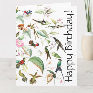 Hummingbird Flower Blommigt B-dagshälsningskort Kort