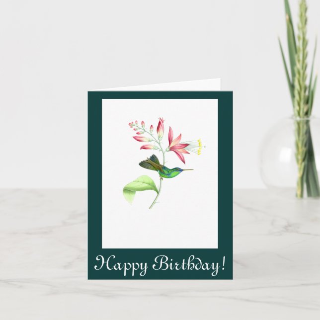 Hummingbird Flowers Birthday Card Kort (Framsida)