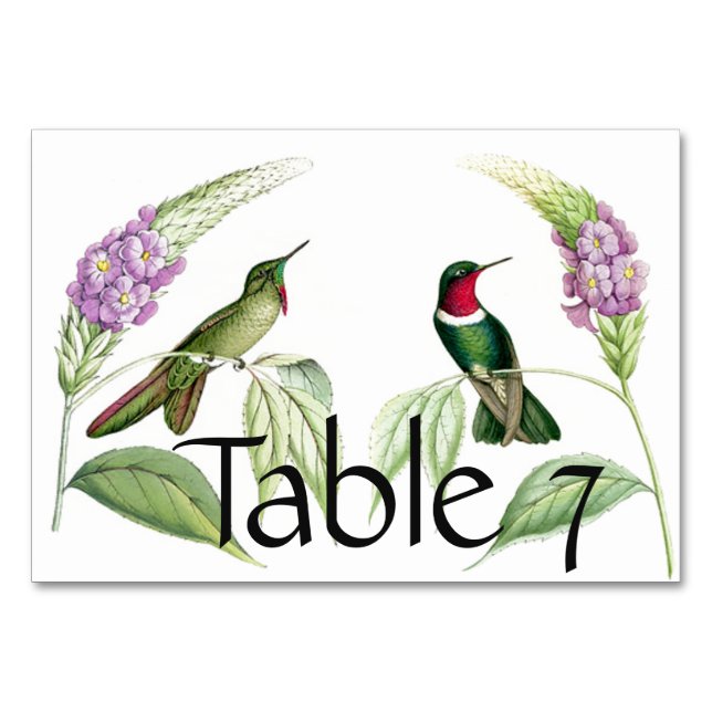 Hummingbird Flowers Blommigt Bord Card Bordsnummer (Framsidan)