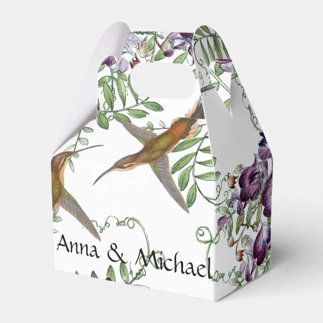 Hummingbird Flowers Blommigt Vine Favor Box Presentaskar (Framsidan Sidan)