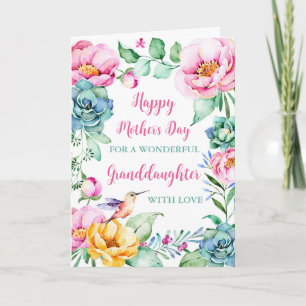 Hummingbird Flowers Granddotter Mors dag Kort