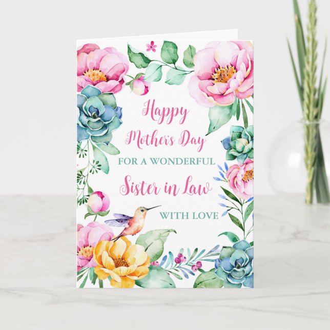 Hummingbird Flowers-syster i Law Lycklig Mor Kort (Framsida)