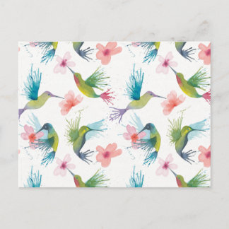 Hummingbird & Flowers Vykort