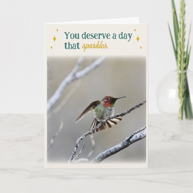 Hummingbird Folded Birthday Card Kort (Framsida)