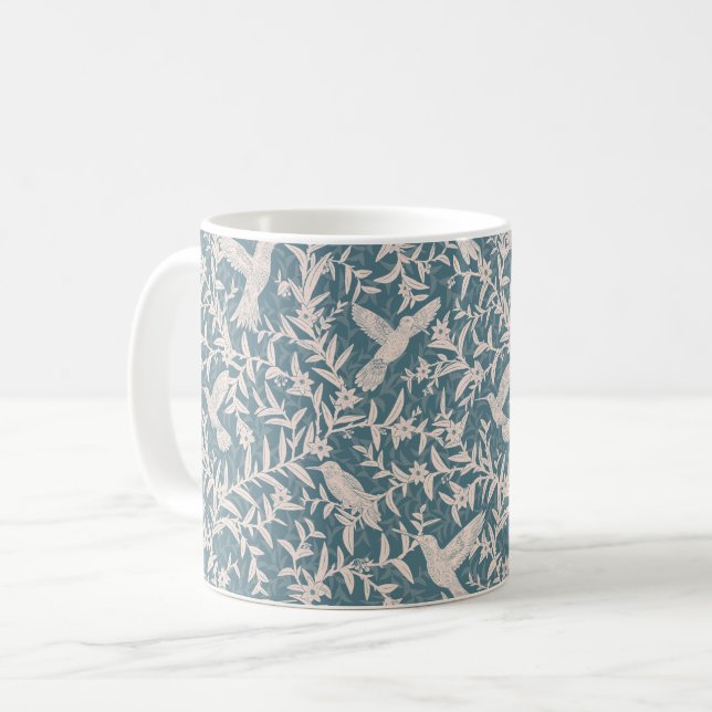 Hummingbird foliage whimsical blue kaffemugg (Framsida vänster)