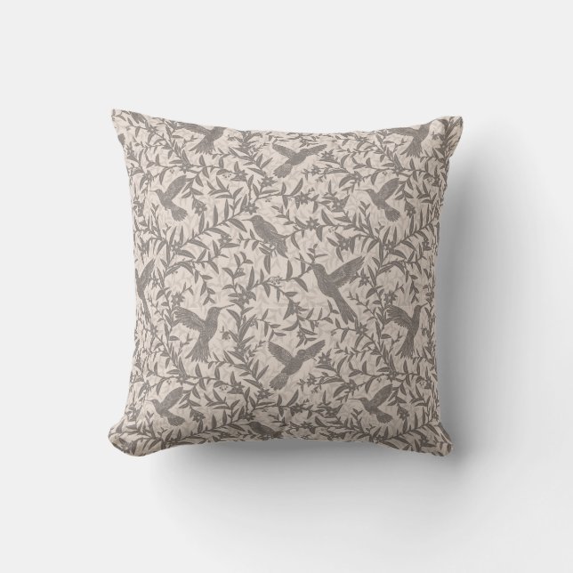 Hummingbird folietaupe vimisk vintage kudde (Framsida)