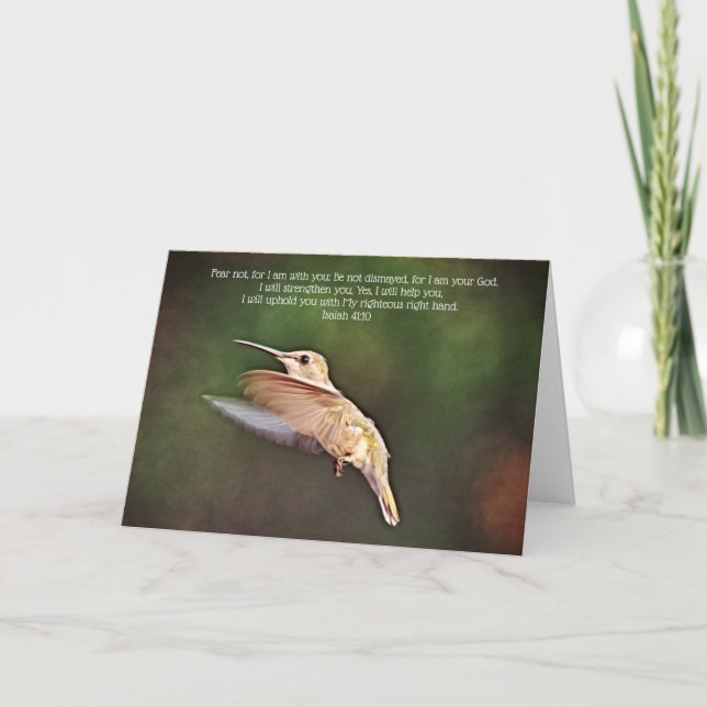Hummingbird-fortfarande skriptkort Isaiah 41:10 Kort (Framsida)