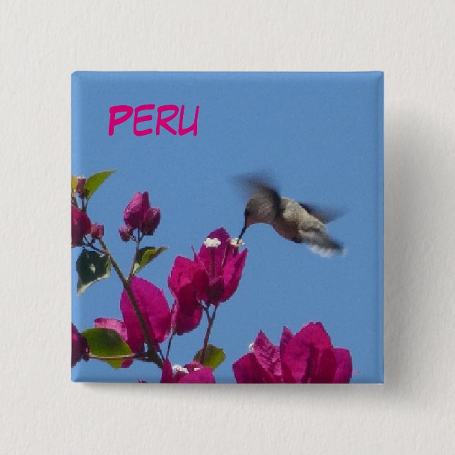Hummingbird från Peru Button Knapp (Framsida)