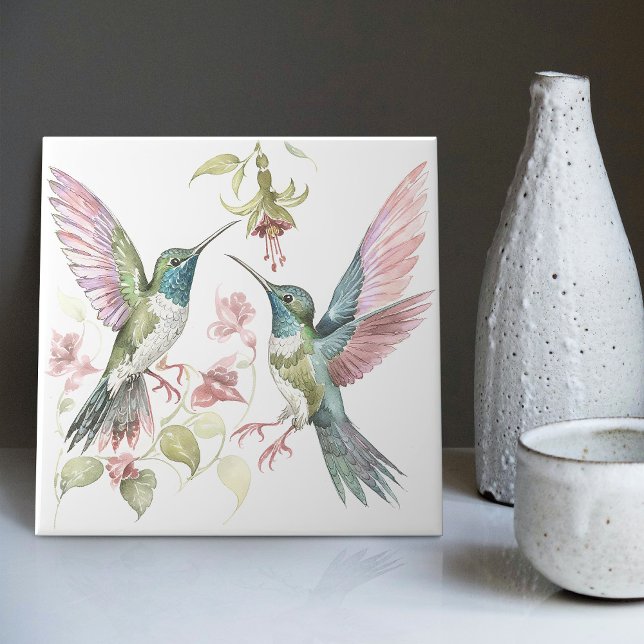 Hummingbird & Fresenia Arts and Crafts Kakelplatta (Skapare uppladdad)