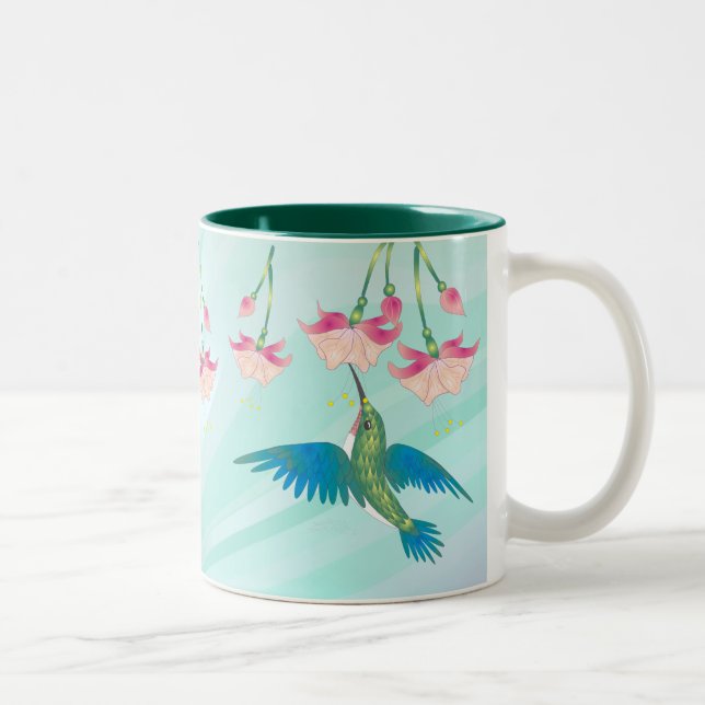 HUMMINGBIRD & FUCHSIA av SHARON SHARPE Två-Tonad Mugg (Höger)