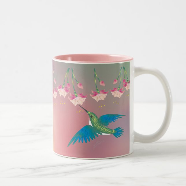 HUMMINGBIRD & FUCHSIA av SHARON SHARPE Två-Tonad Mugg (Höger)