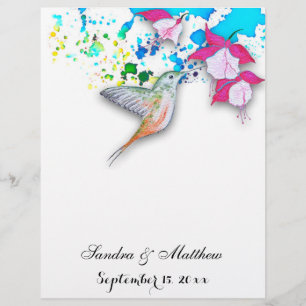 Hummingbird & Fuchsia Blommigt Bröllop Stationery