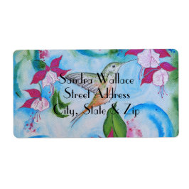 Hummingbird & Fuchsia Bröllop Return-adressetikett Fraktsedel