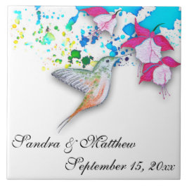 Hummingbird & Fuchsia Bröllop Trivet/Underlägg Kakelplatta