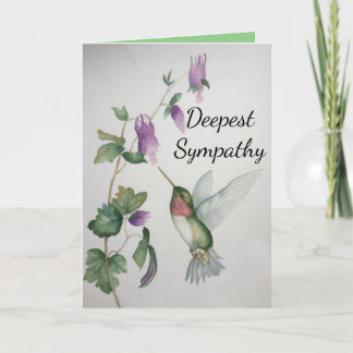 Hummingbird Garden Deepest Sympathy Watercolor Kort