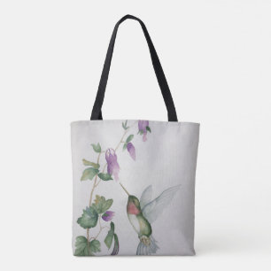 Hummingbird Garden Elegant Vattenfärg målning Tygkasse