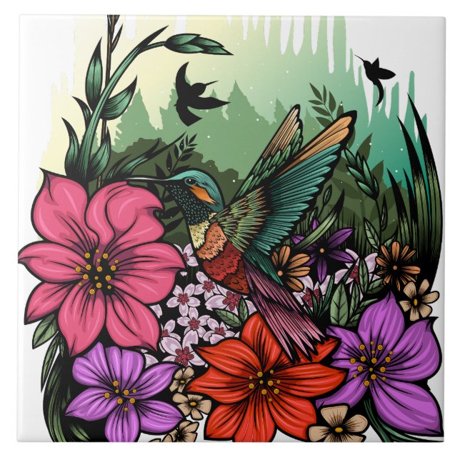 Hummingbird Garden Kakelplatta (Framsidan)