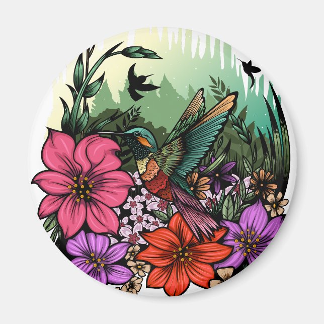 Hummingbird Garden Magnet (Framsidan)