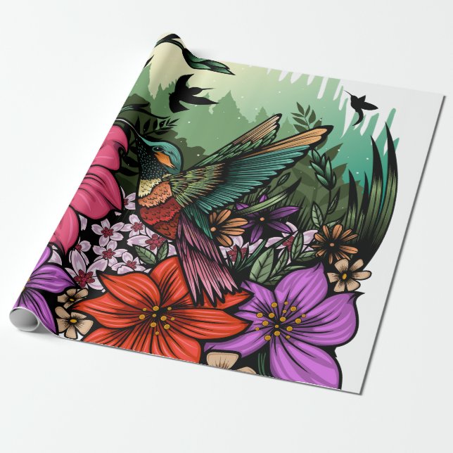 Hummingbird Garden Presentpapper (Utrullad)