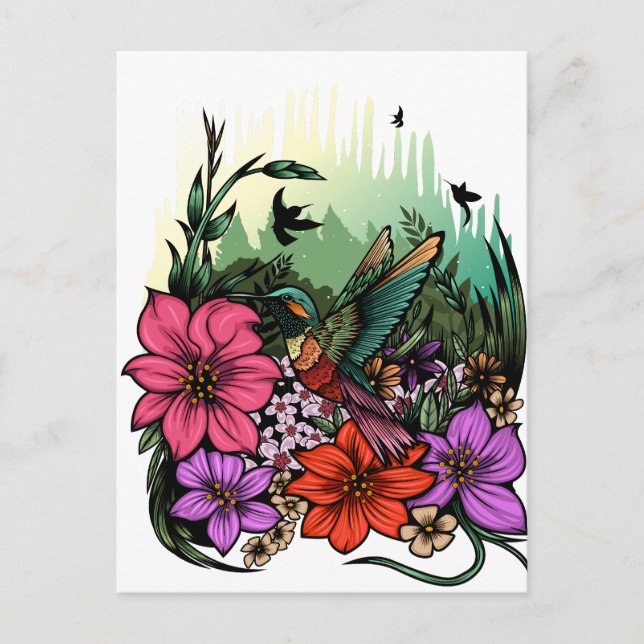 Hummingbird Garden Vykort (Framsida)
