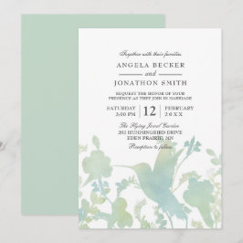 Hummingbird Garden Watercolor Elegant bröllop Inbjudningar
