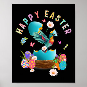 Hummingbird Glad påsk Egg Hunting Påsk Day Hu Poster