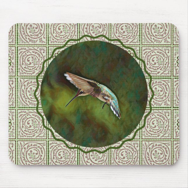Hummingbird Grönt Art Mouse Pad Musmatta (Framsidan)